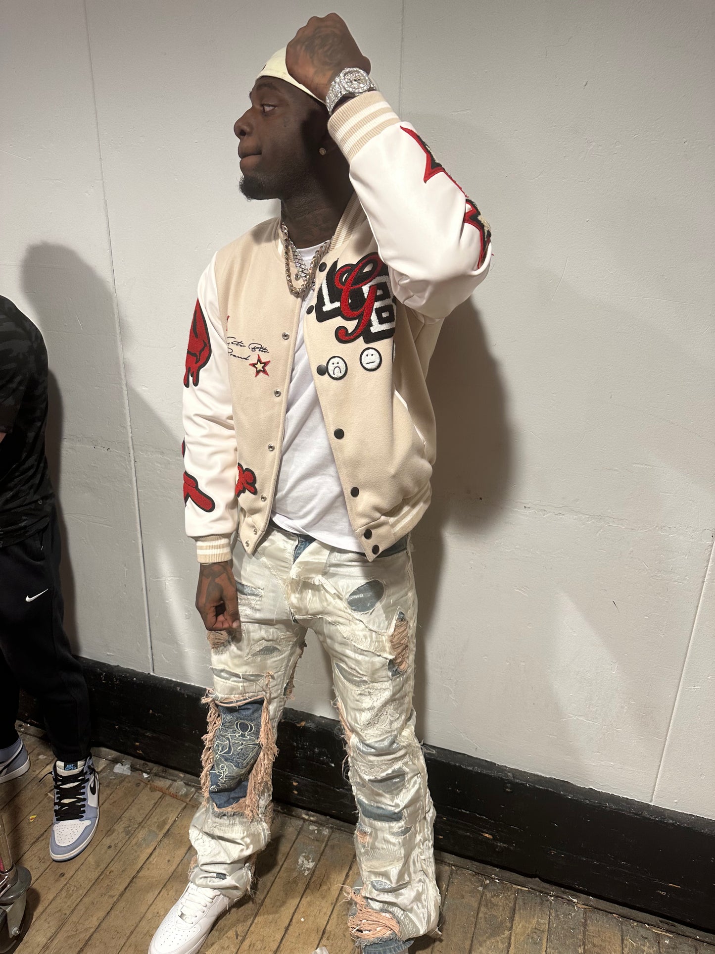 Lyfe Gets Bettr Nude Varsity Jacket